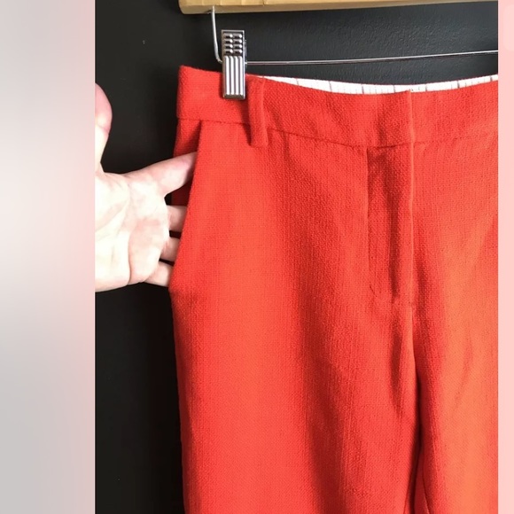 SESSUN Madewell Woven Skinny Pants Orange Cotton Ankle Crop Mid Rise Vibrant - Picture 5 of 12